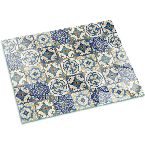 Kaminbodenplatte Funkenschutzplatte Für Kaminofen Glasplatte für Kamin Feuerfeste Mosaikmuster mit Blumen 80x60 cm