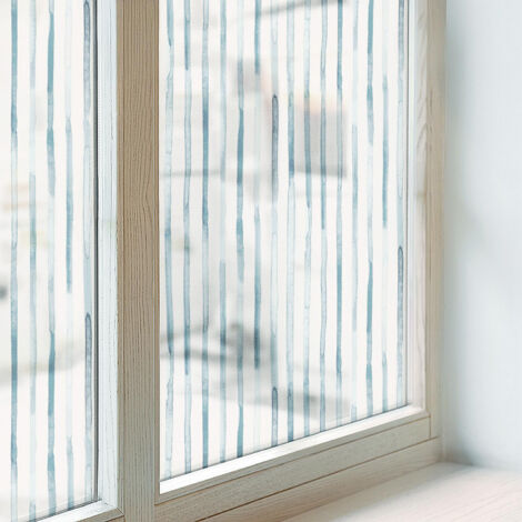Fensterfolie 50x100 cm Folie für Badezimmer PVC Sichtschutz Fenster Milchglas Selbstklebend Blickdicht Dekorfolie Dekorativ Vertikale Streifen