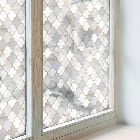 Sichtschutzfolie 50x116 cm Dekorfolie Blickdicht Folie für Badezimmer Sichtschutz Fenster Milchglas PVC Dekorativ Selbstklebend Geometrisches Mosaik