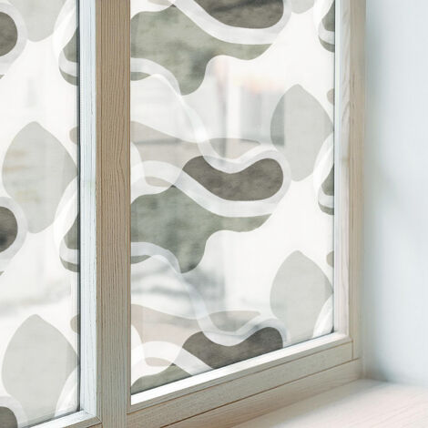 Klebefolie 100x146 cm Sichtschutzfolie Fenster Selbstklebend PVC Milchglas Dekorativ Dekorfolie Blickdicht Folie für Badezimmer Organisches Muster