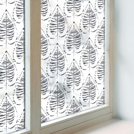 Fensterfolie 100x146 cm Folie für Zuhause Badezimmer PVC Sichtschutz Fenster Milchglas Selbstklebend Blickdicht Dekorfolie Dekorativ Laubige Eleganz