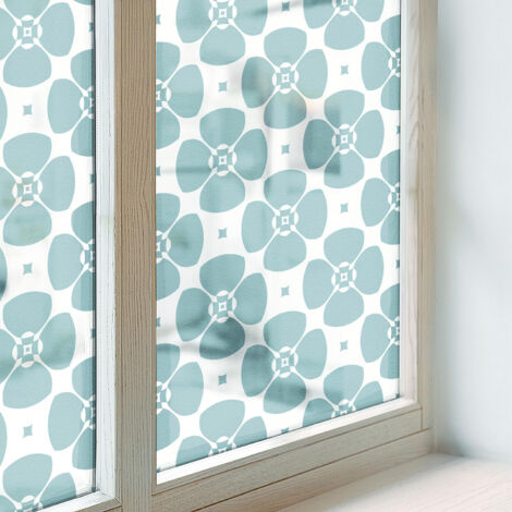 Sichtschutzfolie 200x100 cm Dekorfolie Blickdicht Folie für Badezimmer Sichtschutz Fenster Milchglas PVC Dekorativ Selbstklebend Blumensymmetrie