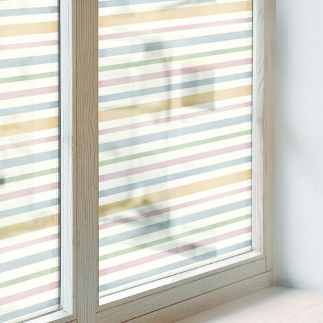 Fensterfolie 50x146 cm Dekorativ Folie für Schlafzimmer Milchglas Selbstklebend Sichtschutzfolie Fenster Dekorfolie Blickdicht PVC Pastellstreifen
