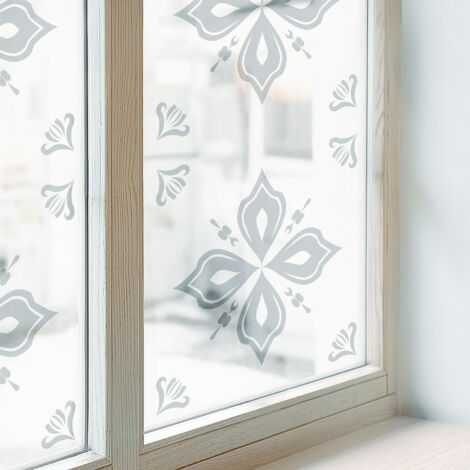Sichtschutzfolie 50x116 cm Folie für Badezimmer PVC Sichtschutz Fenster Milchglas Selbstklebend Blickdicht Dekorfolie Dekorativ Geometrische Symmetrie