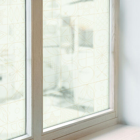 Klebefolie 200x100 cm Selbstklebend Milchglas Dekorfolie Dekorativ Sichtschutz Fenster Folie für Badezimmer PVC Blickdicht Geometrisches Mosaik