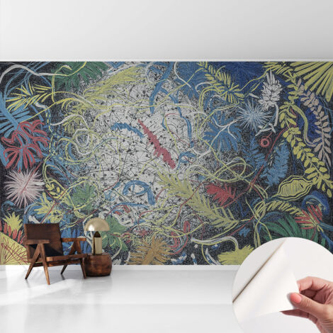 Fototapete Selbstklebend - trendige Wanddeko - Schlafzimmer - Wohnzimmer Pflanzliche Wirbel 416x254 cm (1/5)