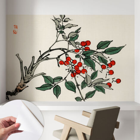 Tapete Selbstklebend - modernes Design - Wohnungsdeko - geruchslos - langlebig Beerenzweig 104x70 cm (1/5)