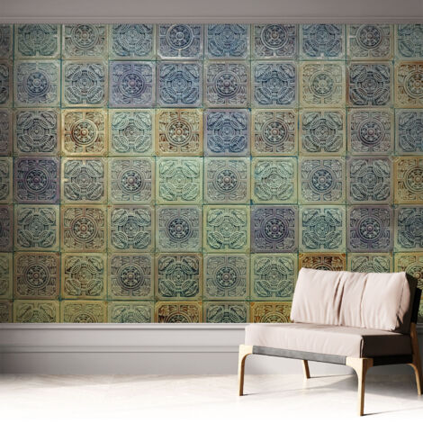 Fototapete Selbstklebend - Wanddekoration - Wandfolie - 3D Tapete Wand - Wohnungsdeko Geometrische Fliesen 312x219 cm