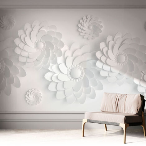 Selbstklebende Tapete modern Wohnzimmer - Wanddeko Schlafzimmer - Tapete mit Motiv Blumeneleganz 312x219 cm