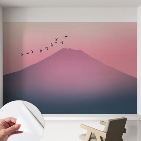 Fototapete Selbstklebend - Büro Wandgestaltung - Wanddekoration Wohnzimmer Bergsonnenuntergang 152x104 cm (1/5)