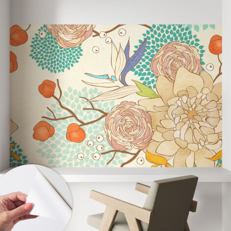 Selbstklebend Tapete modern - Wanddeko für Küche - Klebefolie Wand - luxus Look Blumige Fantasie 104x70 cm (1/5)