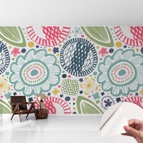Selbstklebend Tapete modern Wohnzimmer - Wanddekoration - einfach anzubringen Blumenmuster 416x254 cm (1/5)