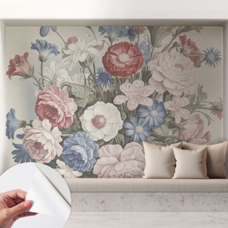 Fototapete Selbstklebend - Wanddekoration - Wandfolie - 3D Tapete Wand - Wohnungsdeko Bunter Blumenstrauß 208x146 cm (1/5)