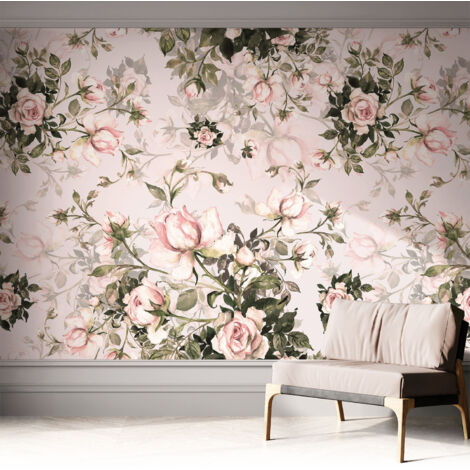Fototapete Selbstklebend - Wanddekoration - Wandfolie - 3D Tapete Wand - Wohnungsdeko Blumenmuster 312x219 cm (1/5)