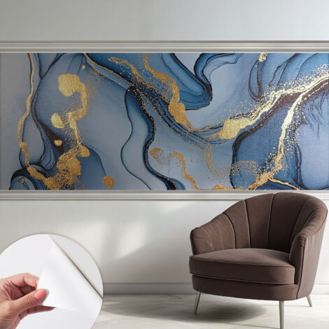 Fototapete Selbstklebend - Wanddekoration - Wandfolie - 3D Tapete Wand - Wohnungsdeko Blaue Wellen 250x104 cm (1/5)