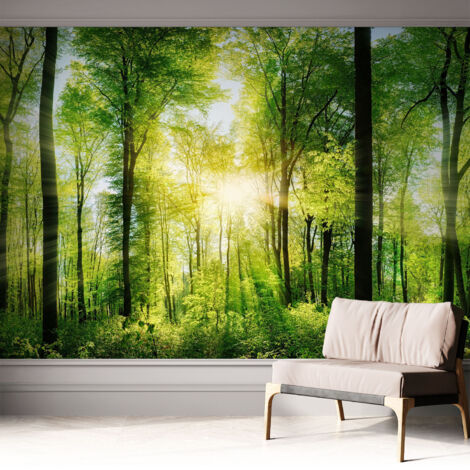 Fototapete Selbstklebend - Wandtattoo - leicht anzubringen - Wandverkleidung Waldharmonie 312x219 cm (1/5)