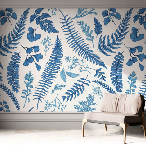Selbstklebende Tapete - Wanddekoration Wohnzimmer - Tapete Schlafzimmer Botanische Muster 312x219 cm (1/5)