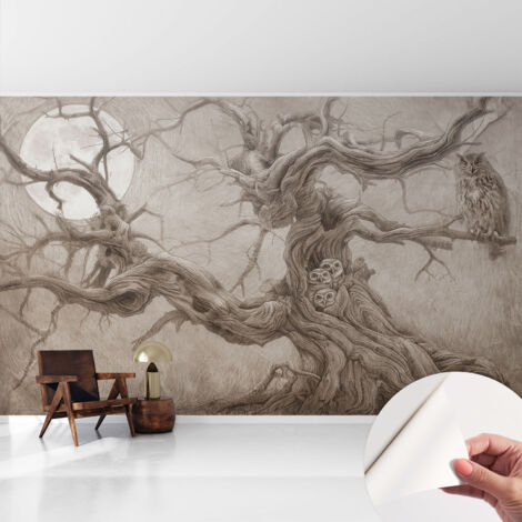 Tapete Selbstklebend - Wandtapete modern - Tapete mit Motiv - Tapete Schlafzimmer Nachtvögel 416x254 cm (1/5)