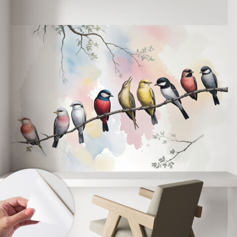 Tapete Selbstklebend - modernes Design - Wohnungsdeko - geruchslos - langlebig Vögel auf einem Ast 104x70 cm (1/5)