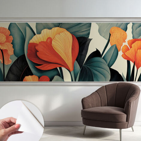 Fototapete Selbstklebend - Wanddekoration - Wandfolie - 3D Tapete Wand - Wohnungsdeko Bunte Blumen 250x104 cm (1/5)
