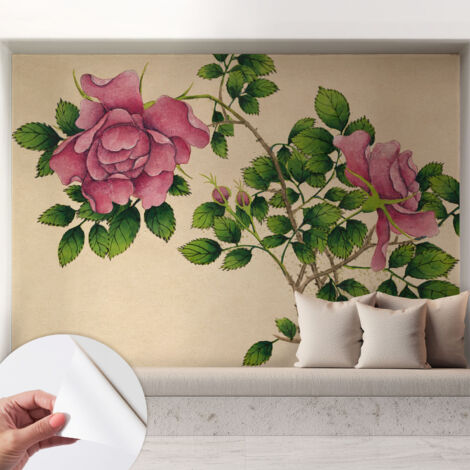 Tapete Selbstklebend - abwaschbar - Tapete mit Motiv - trendige Wanddeko - elegant Fototapete Romantische Rosen 208x146 cm (1/5)