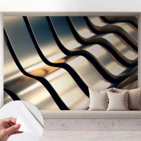 Tapete Selbstklebend - Fototapete mit Motiv - Wandtapete modern - Wandgestaltung Metallwellen 208x146 cm (1/5)