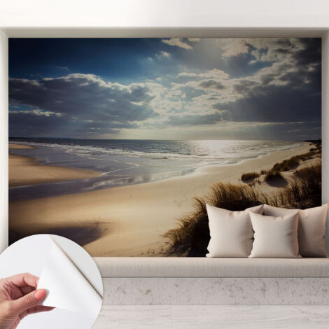 Fototapete Selbstklebend - Büro Wandgestaltung - Wanddekoration Wohnzimmer Strahlendes Ufer 208x146 cm