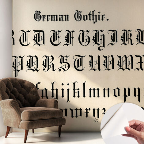 Selbstklebend Tapete - Wandgestaltung - Tapete Wohnzimmer - Flur Eingangsbereich Gotische Buchstaben 250x250 cm (1/5)