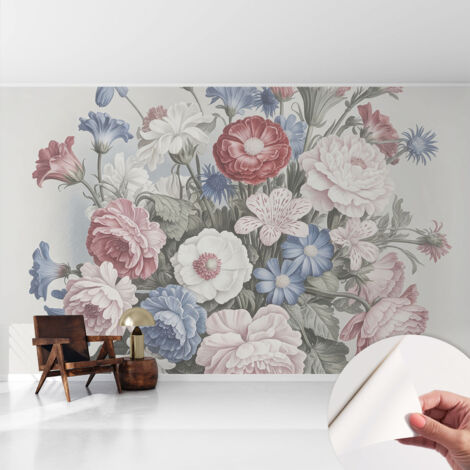 Fototapete Selbstklebend - Wanddekoration - Wandfolie - 3D Tapete Wand - Wohnungsdeko Bunter Blumenstrauß 416x254 cm (1/5)