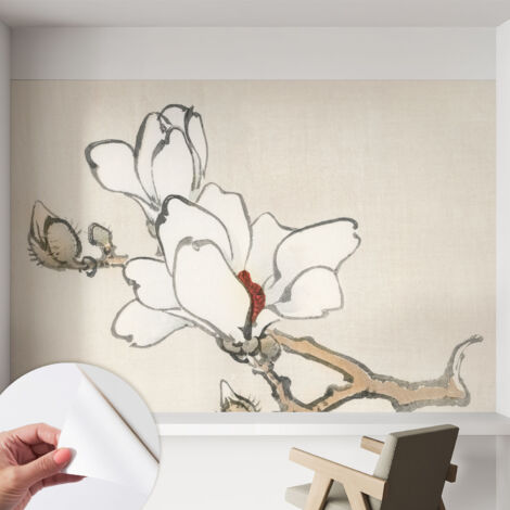 Selbstklebend Tapete modern - Wanddeko für Küche - Klebefolie Wand - luxus Look Zarte Magnolien 152x104 cm (1/5)