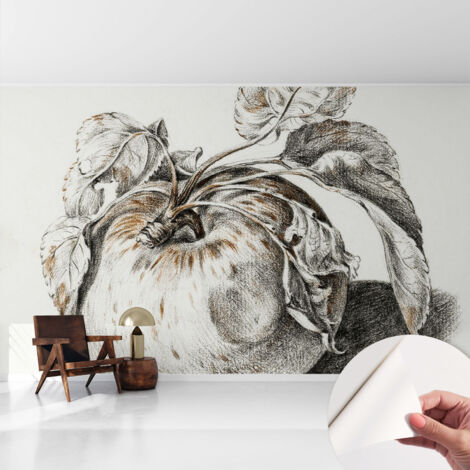 Selbstklebend Tapete modern Wohnzimmer - Wanddekoration - einfach anzubringen Apfelblätter 416x254 cm (1/5)