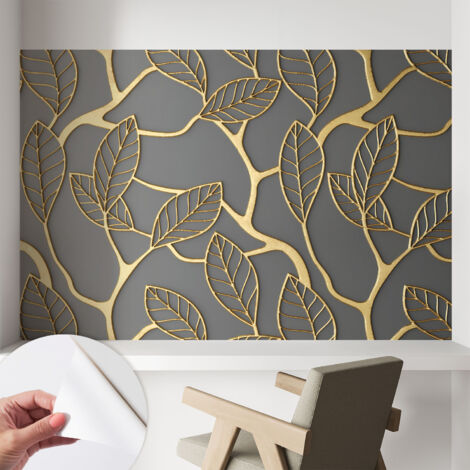 Tapete Selbstklebend - Fototapete mit Motiv - Wandtapete modern - Wandgestaltung Elegante Blätter 104x70 cm (1/5)