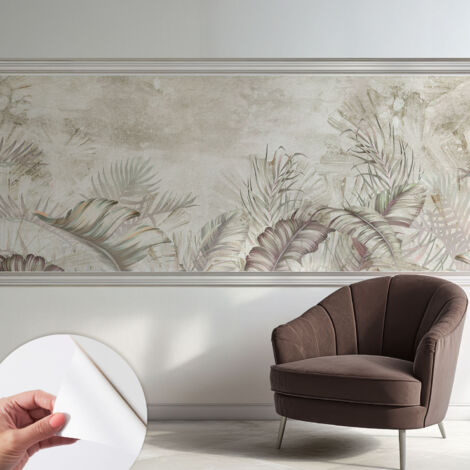 Tapete Selbstklebend - abwaschbar - trendige Wanddeko - elegant Fototapete Dekorative Blätter 250x104 cm (1/5)