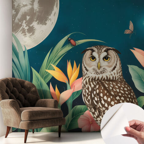 Selbstklebend Tapete modern - Wanddeko für Küche - Klebefolie Wand - luxus Look Mond-Safari 250x250 cm (1/5)