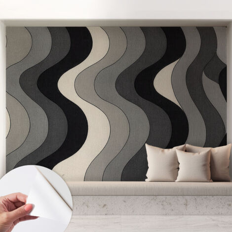Selbstklebend Tapete modern - Wanddeko für Küche - Klebefolie Wand - luxus Look Graue Wellen 208x146 cm