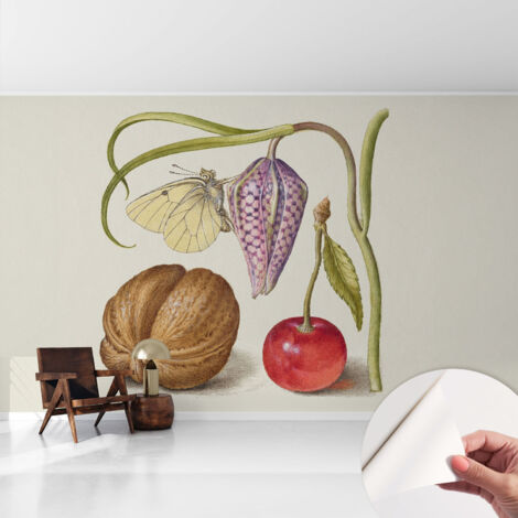 Fototapete Selbstklebend - Wanddekoration - Wandfolie - 3D Tapete Wand - Wohnungsdeko Schmetterling und Pflanzen 416x254 cm (1/5)