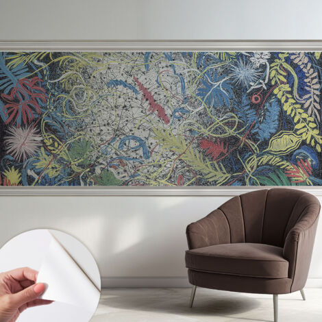 Fototapete Selbstklebend - trendige Wanddeko - Schlafzimmer - Wohnzimmer Pflanzliche Wirbel 250x104 cm (1/5)