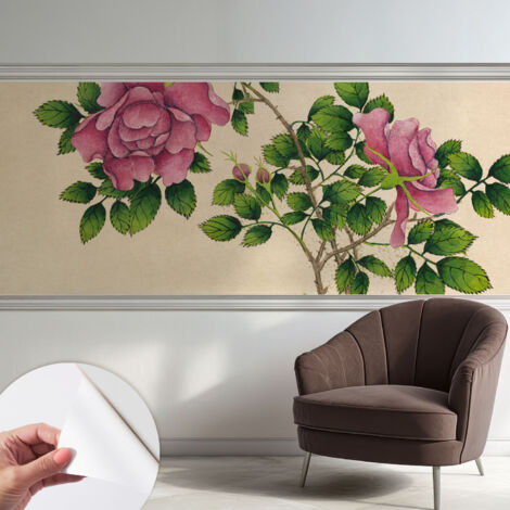 Tapete Selbstklebend - abwaschbar - Tapete mit Motiv - trendige Wanddeko - elegant Fototapete Romantische Rosen 250x104 cm (1/5)