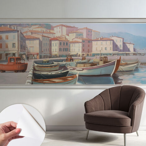 Selbstklebend Tapete - abwaschbar - Raumgestaltung  Schlafzimmer Wohnzimmer Tapete Küstenhafen 250x104 cm (1/5)