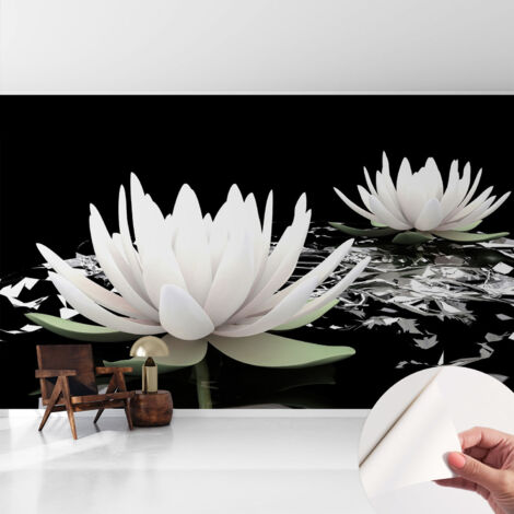Fototapete Selbstklebend - trendige Wanddeko - Schlafzimmer - Wohnzimmer Blumen im Wasser 416x254 cm (1/5)