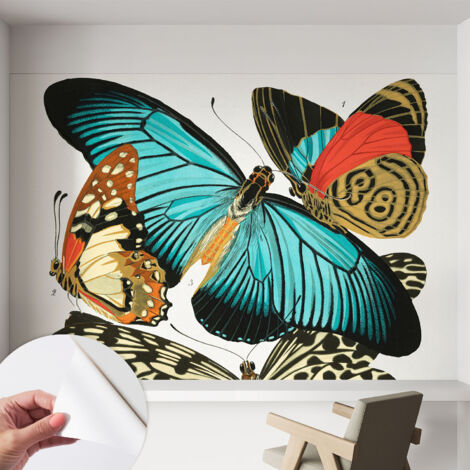 Fototapete Selbstklebend - Wanddekoration - Wandfolie - 3D Tapete Wand - Wohnungsdeko Bunte Schmetterlinge 152x104 cm