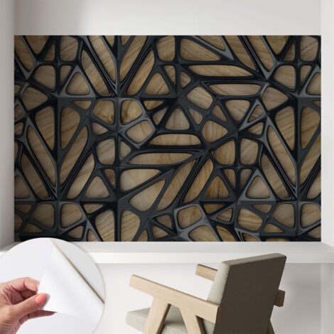 Selbstklebend Tapete - abwaschbar - Raumgestaltung  Schlafzimmer Wohnzimmer Tapete Holznetz 104x70 cm (1/5)