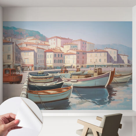 Selbstklebend Tapete - abwaschbar - Raumgestaltung  Schlafzimmer Wohnzimmer Tapete Küstenhafen 152x104 cm (1/5)