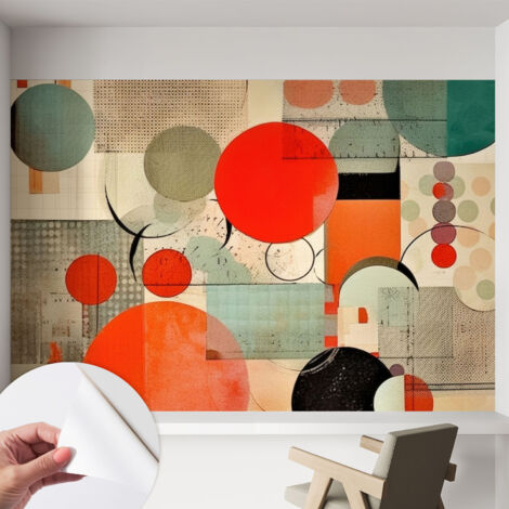 Selbstklebende Tapete - Wanddekoration Wohnzimmer - Tapete Schlafzimmer Farbenfrohe Abstraktion 152x104 cm (1/5)