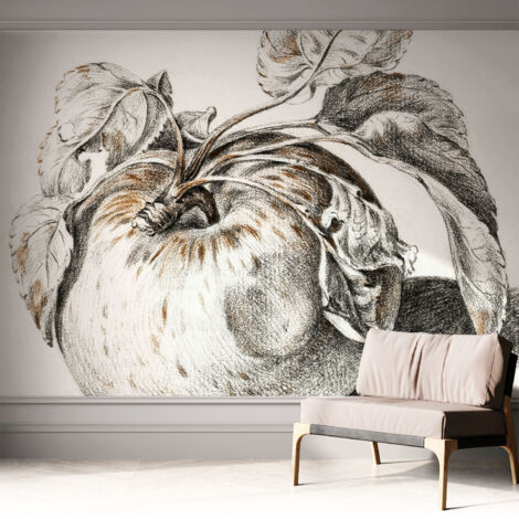 Selbstklebend Tapete modern Wohnzimmer - Wanddekoration - einfach anzubringen Apfelblätter 312x219 cm (1/5)