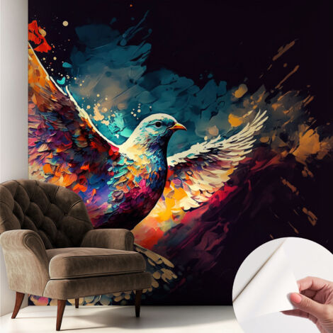 Fototapete Selbstklebend - Wanddekoration - Wandfolie - 3D Tapete Wand - Wohnungsdeko Bunter Vogel 250x250 cm (1/5)