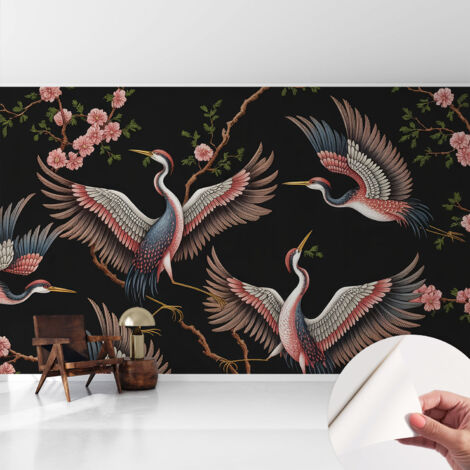 Selbstklebend Tapete - abwaschbar - Raumgestaltung Schlafzimmer Wohnzimmer Tapete Blumenmuster 416x254 cm