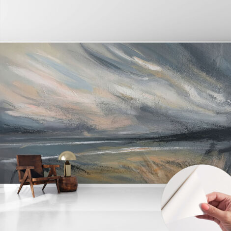 Selbstklebende Tapete modern Wohnzimmer - Wanddeko Schlafzimmer - Tapete mit Motiv Morgenstille 416x254 cm (1/5)