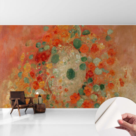 Tapete Selbstklebend - abwaschbar - Tapete mit Motiv - trendige Wanddeko - elegant Fototapete Abstrakte Blumen 416x254 cm (1/5)
