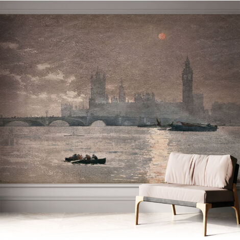 Selbstklebende Tapete modern Wohnzimmer - Wanddeko Schlafzimmer - Tapete mit Motiv Nachtpanorama 312x219 cm (1/5)